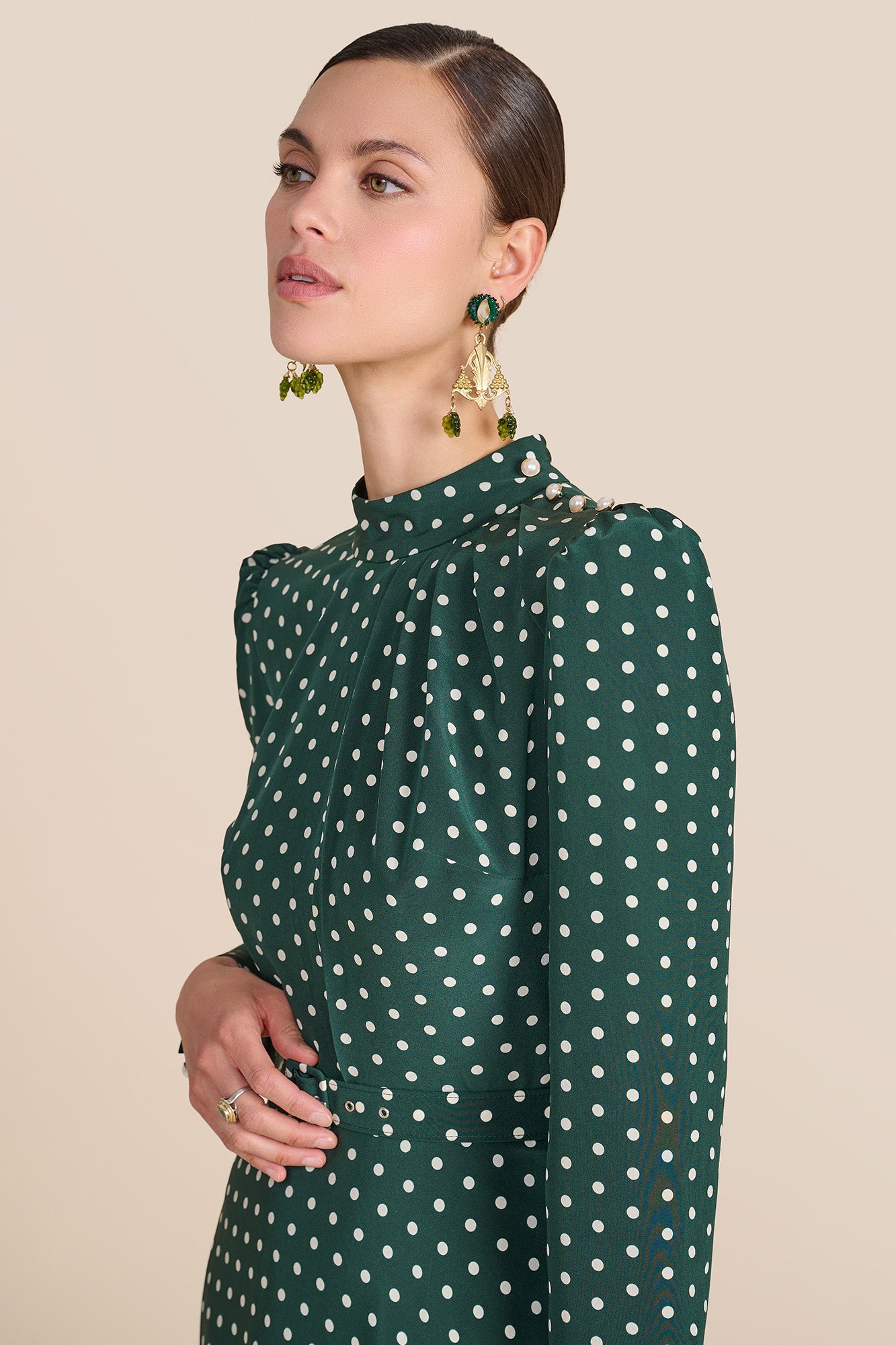 Lila Evergreen Polka Dot Dress