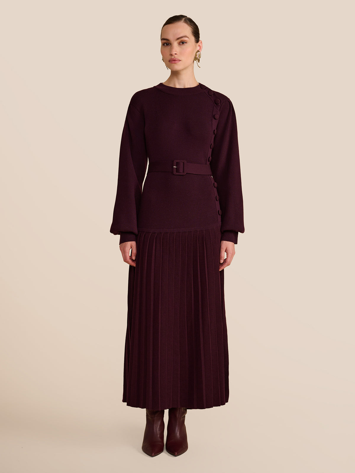 Lenora Plum Knit Dress