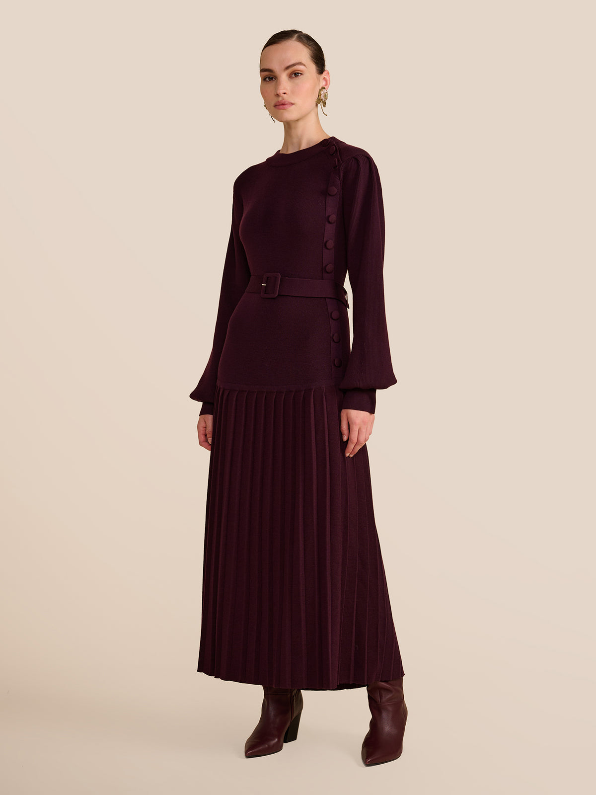 Lenora Plum Knit Dress