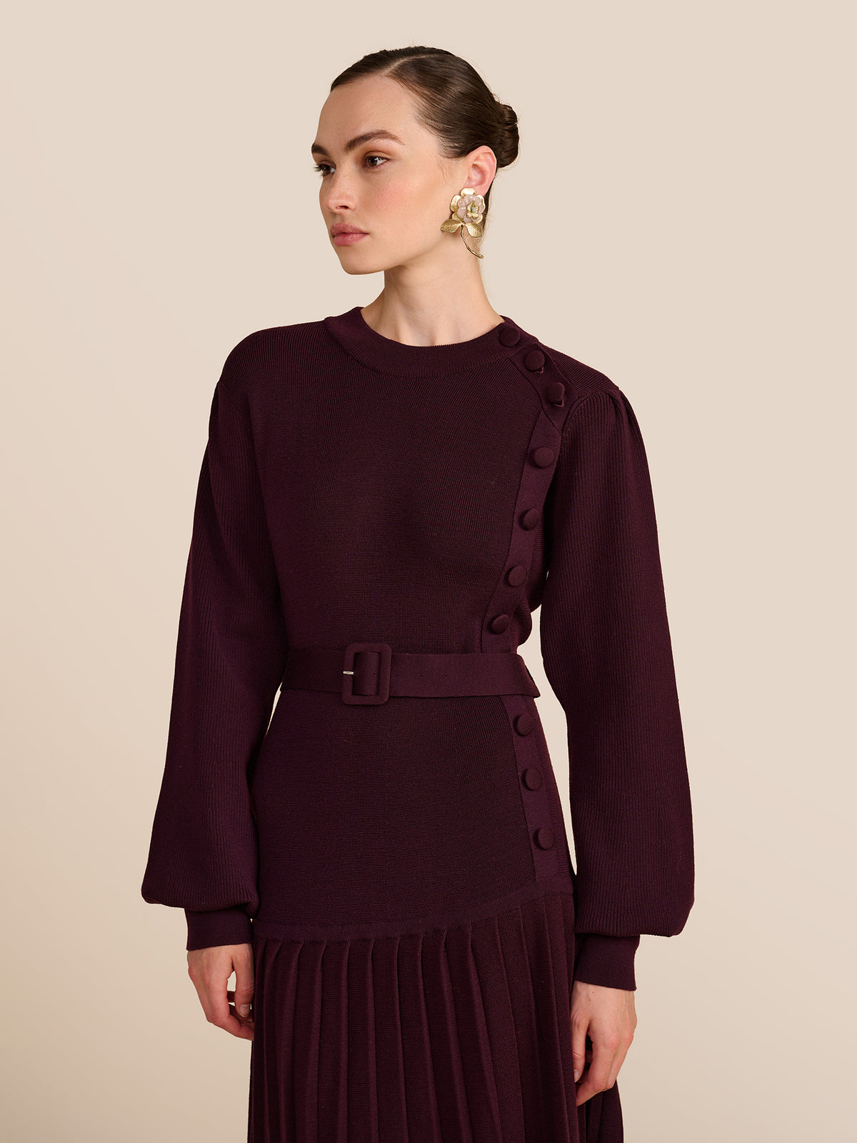 Lenora Plum Knit Dress