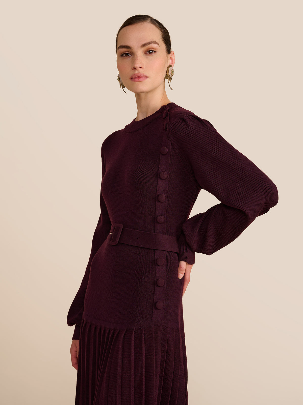 Lenora Plum Knit Dress