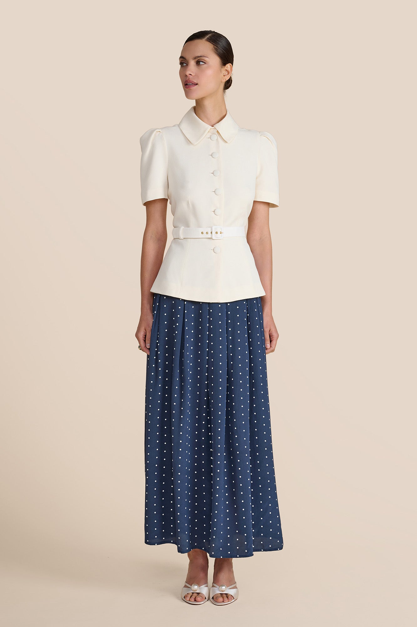 Marnie Navy Polka Dot Skirt