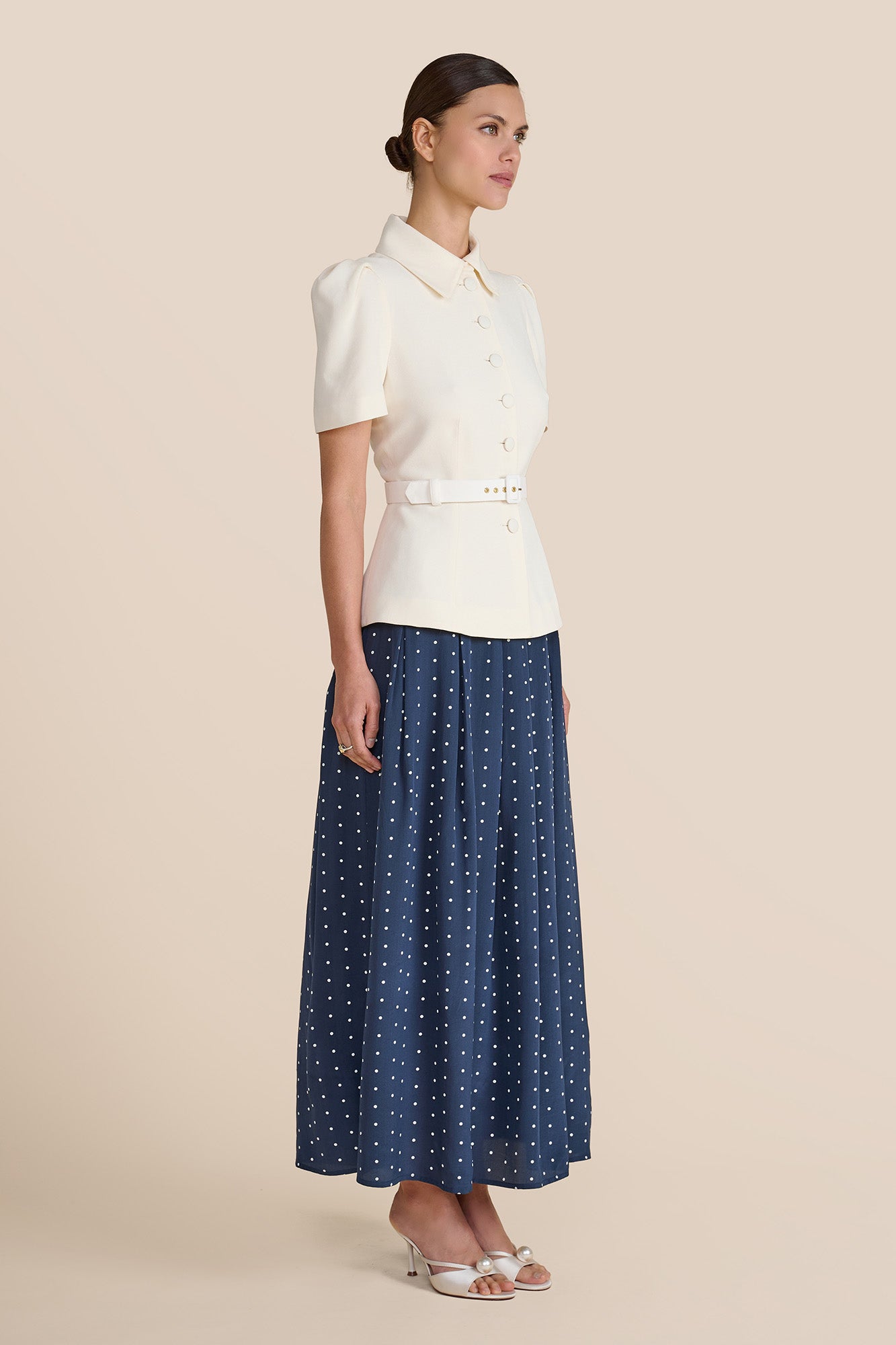 Marnie Navy Polka Dot Skirt