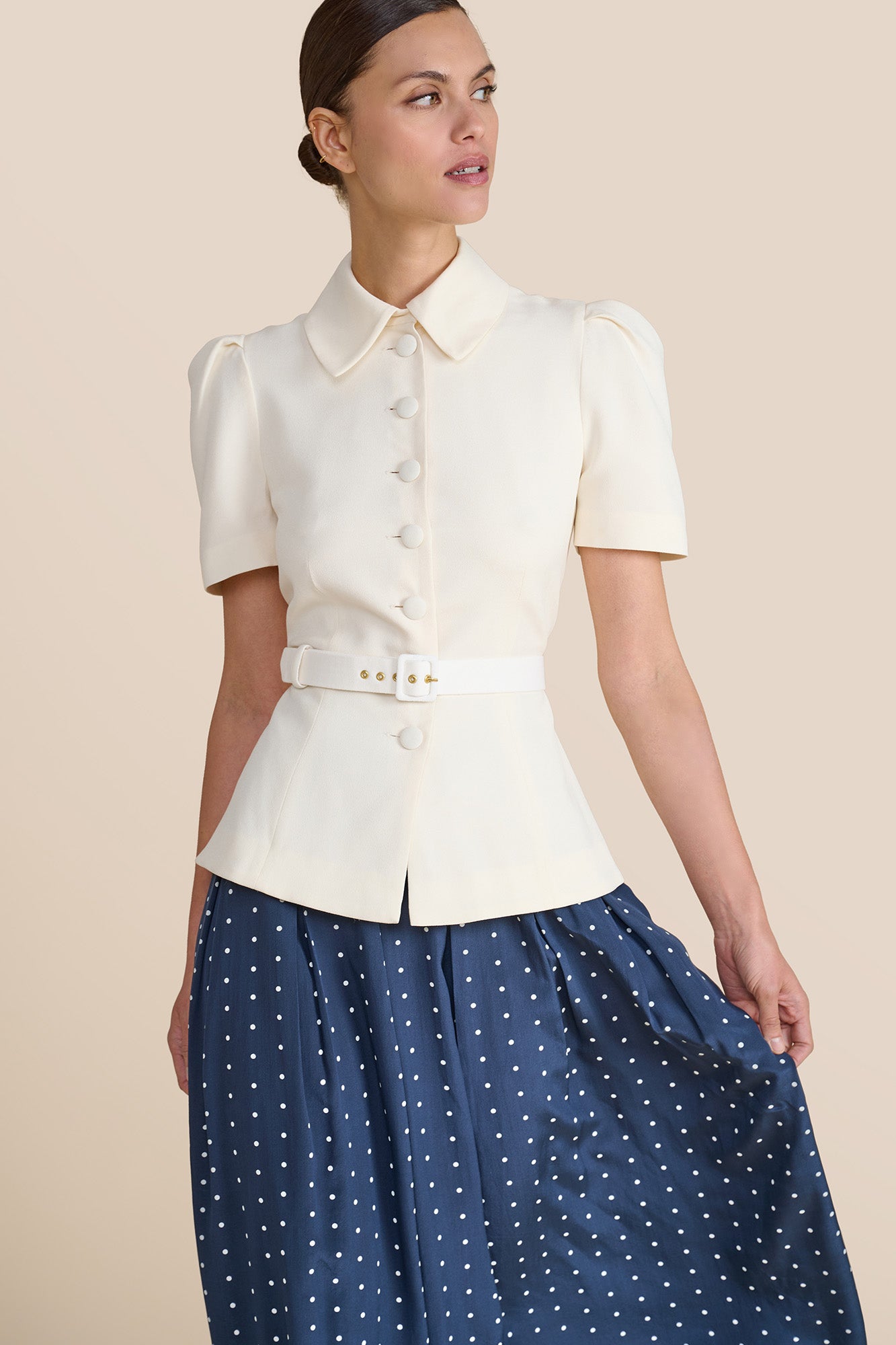 Marnie Navy Polka Dot Skirt