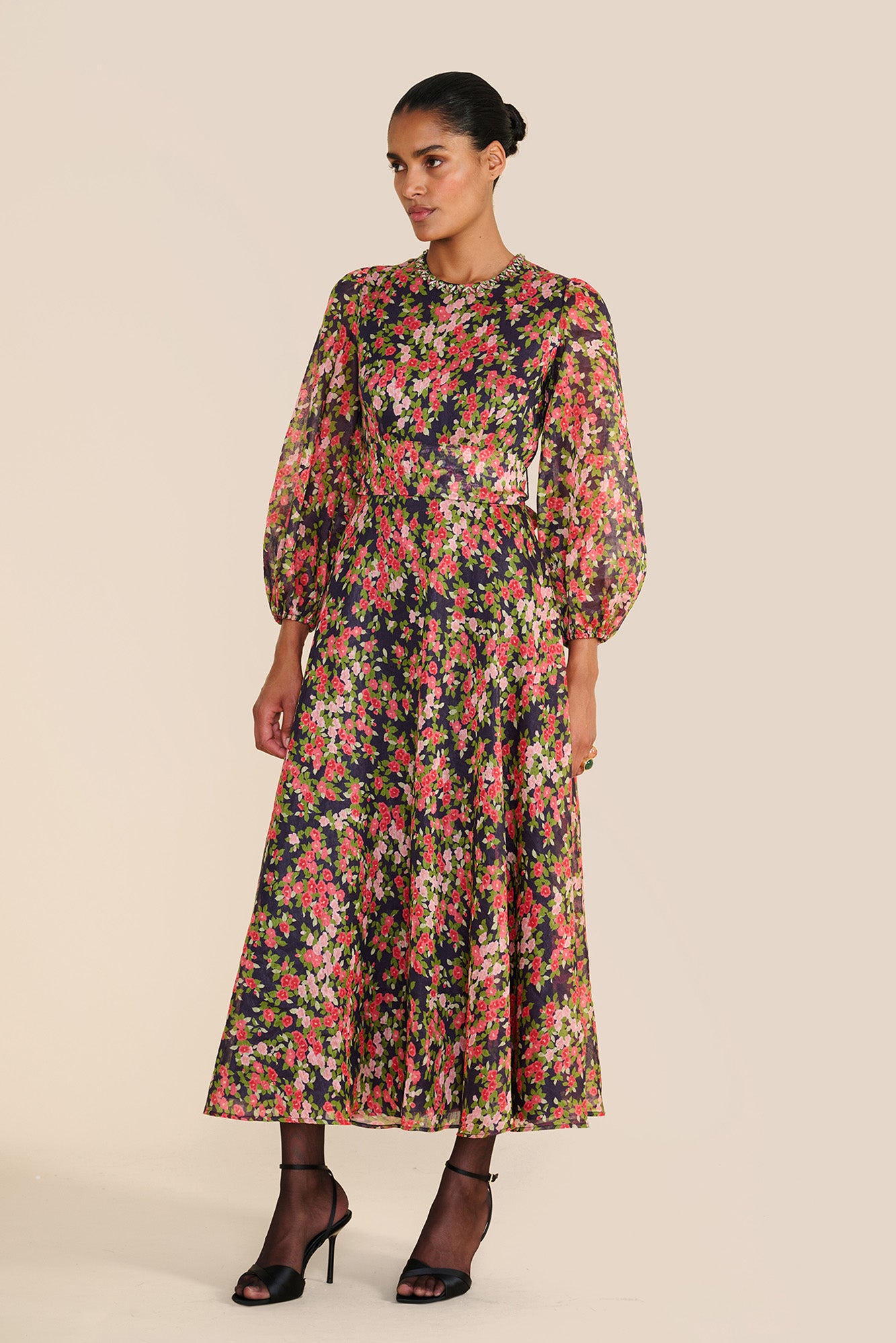Mikela Navy Japanese Floral Dress