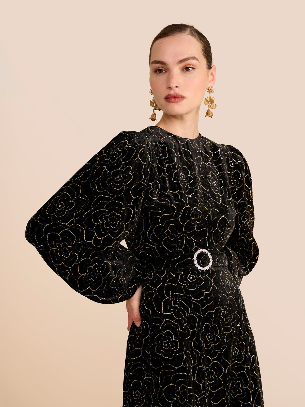Moira Black Floral Embellished Dress