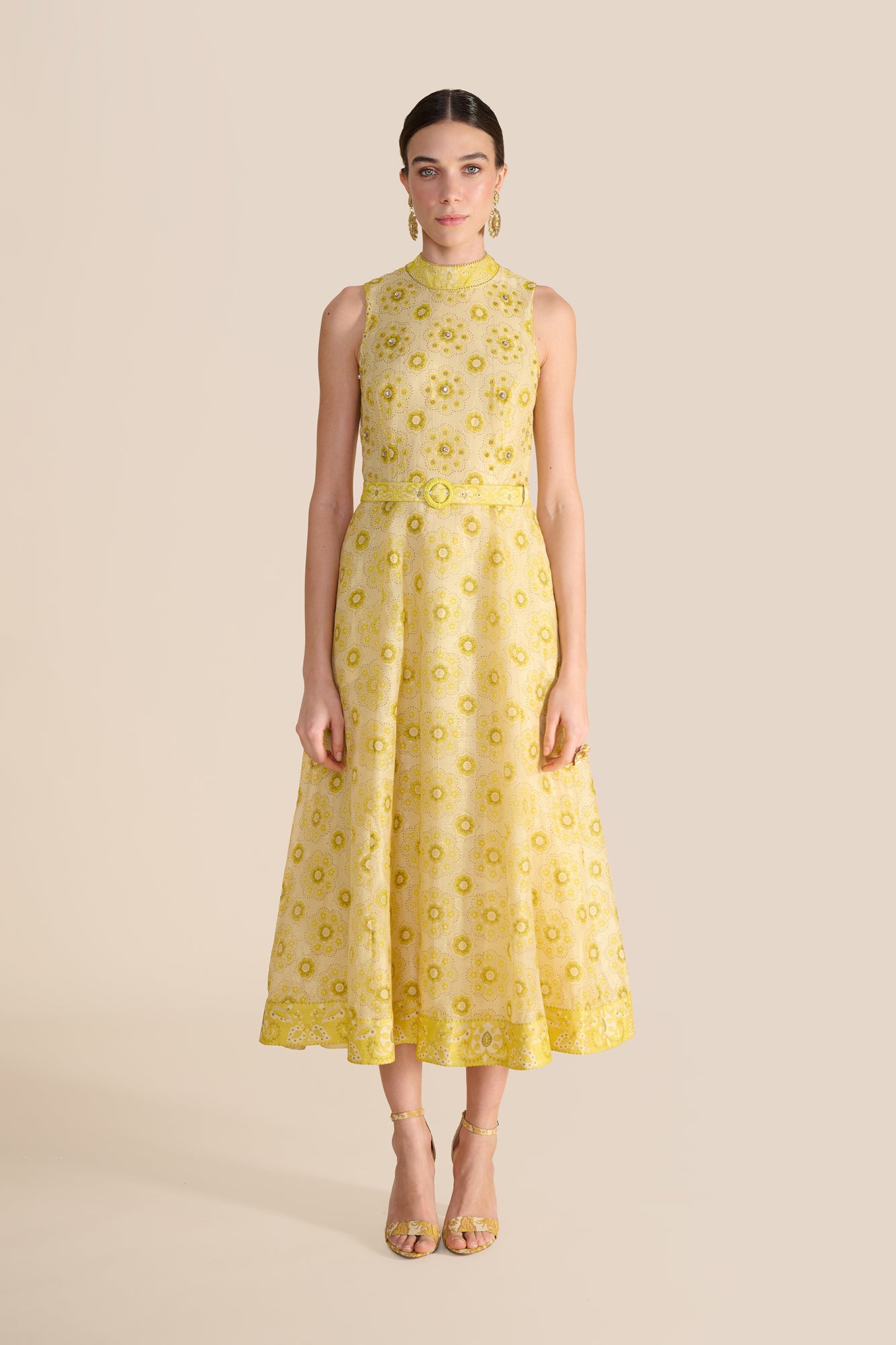 Ophelia Lemon Floral Bandana Dress