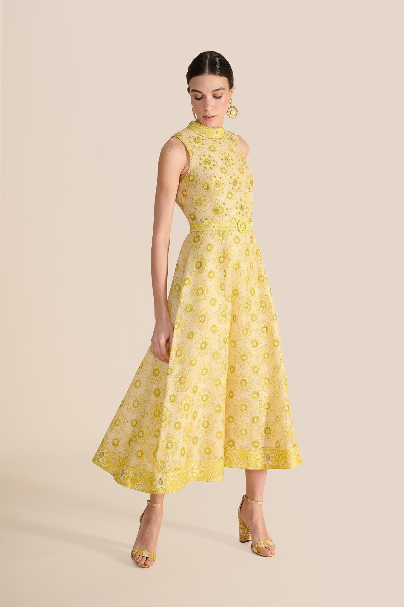 Ophelia Lemon Floral Bandana Dress