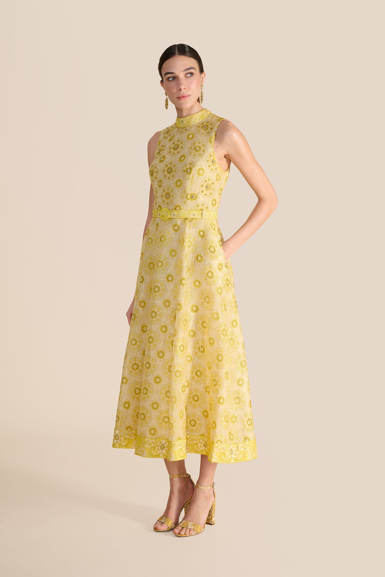 Ophelia Lemon Floral Bandana Dress
