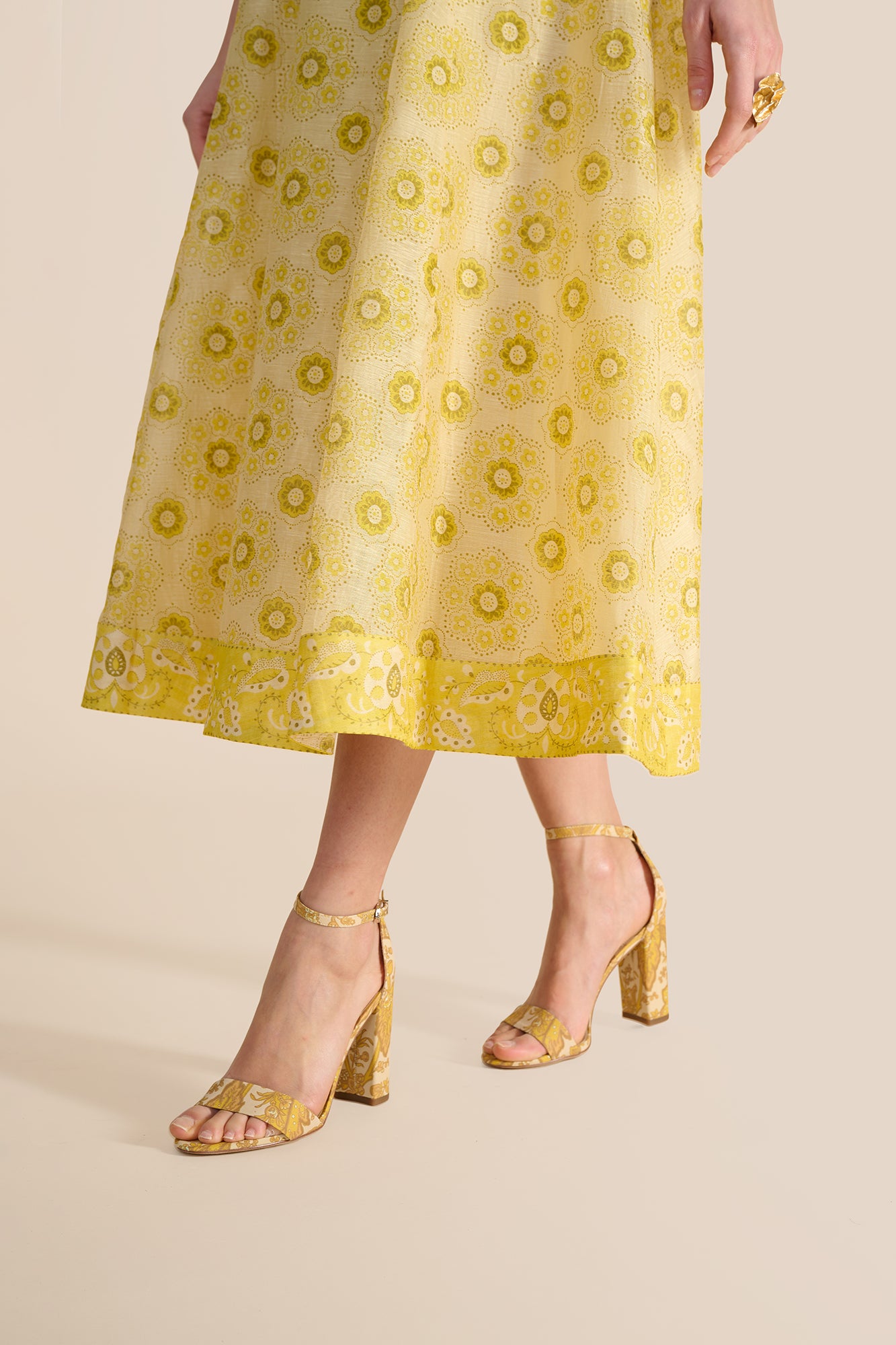 Ophelia Lemon Floral Bandana Dress