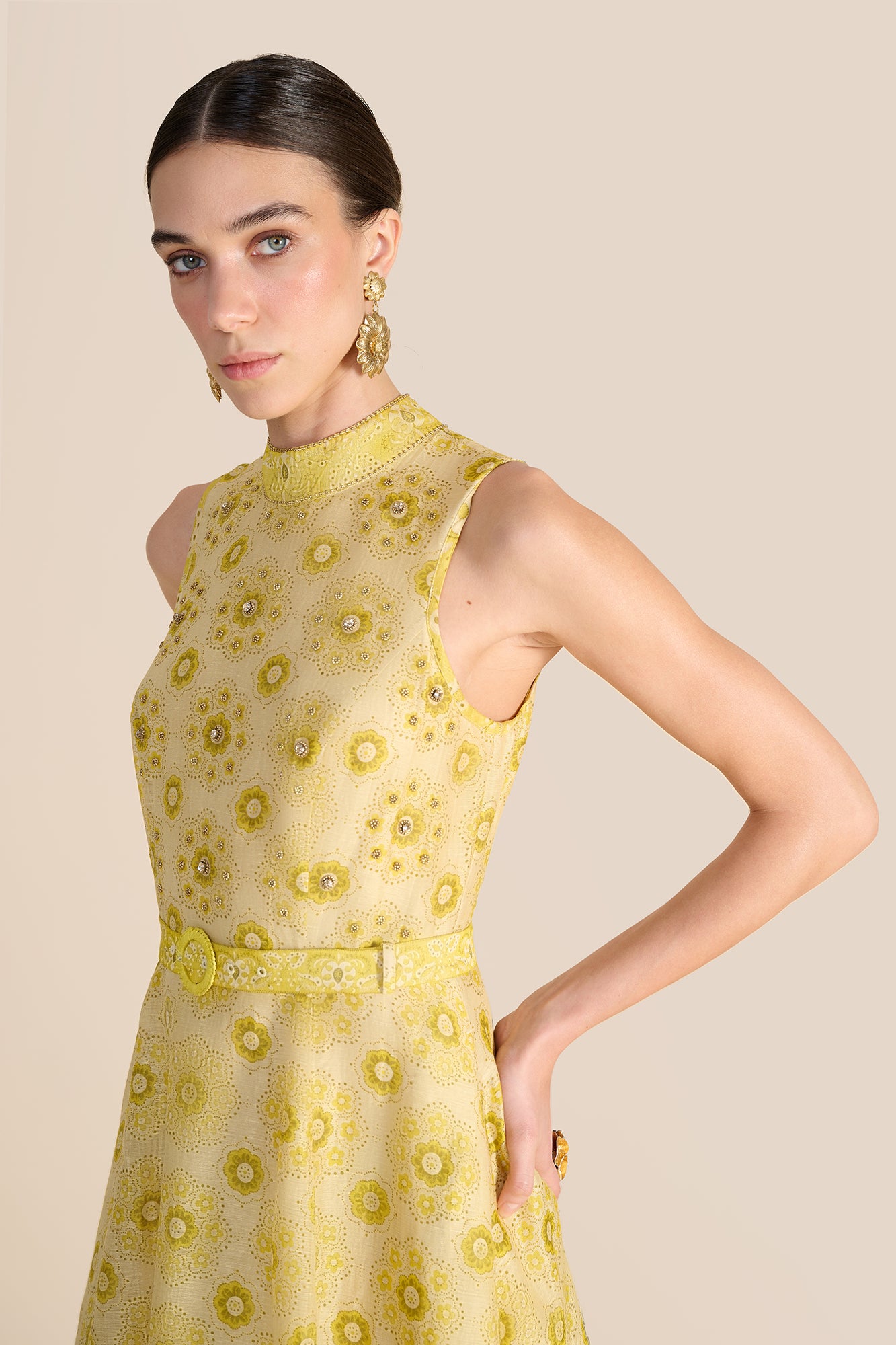 Ophelia Lemon Floral Bandana Dress