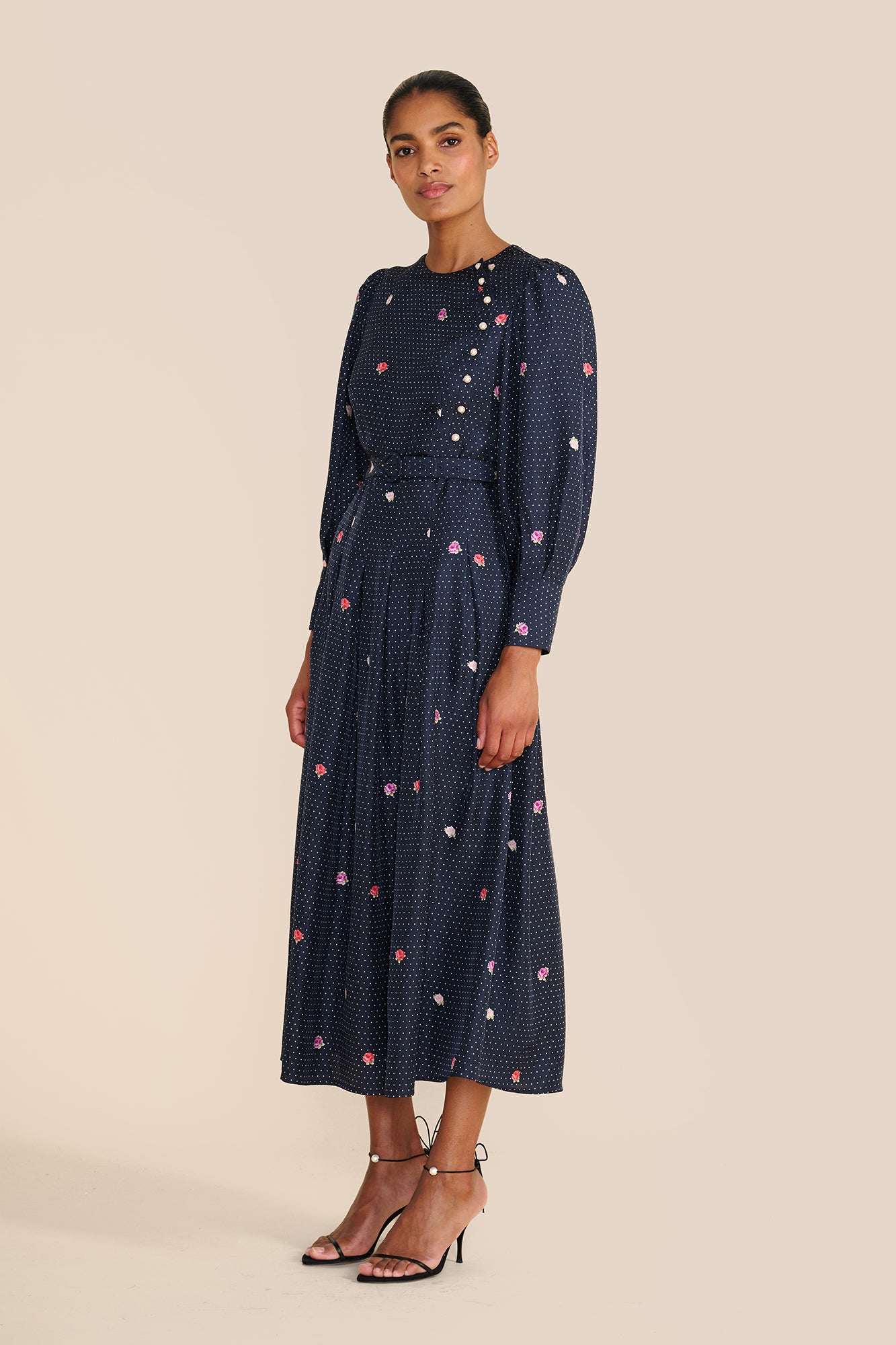 Odette Polka Floral Dress