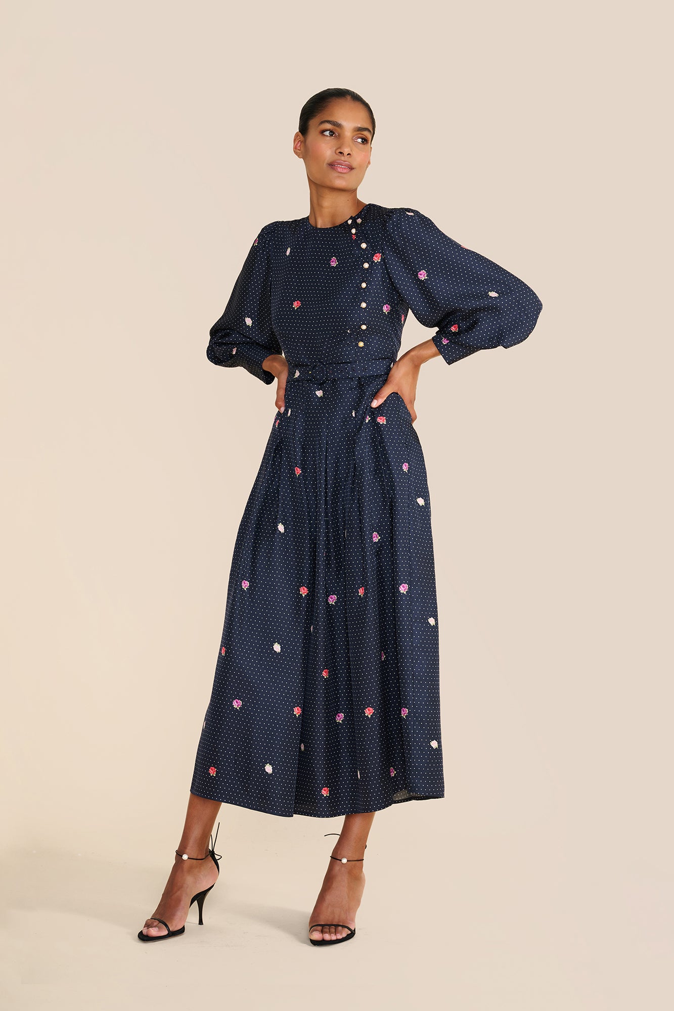 Odette Polka Floral Dress