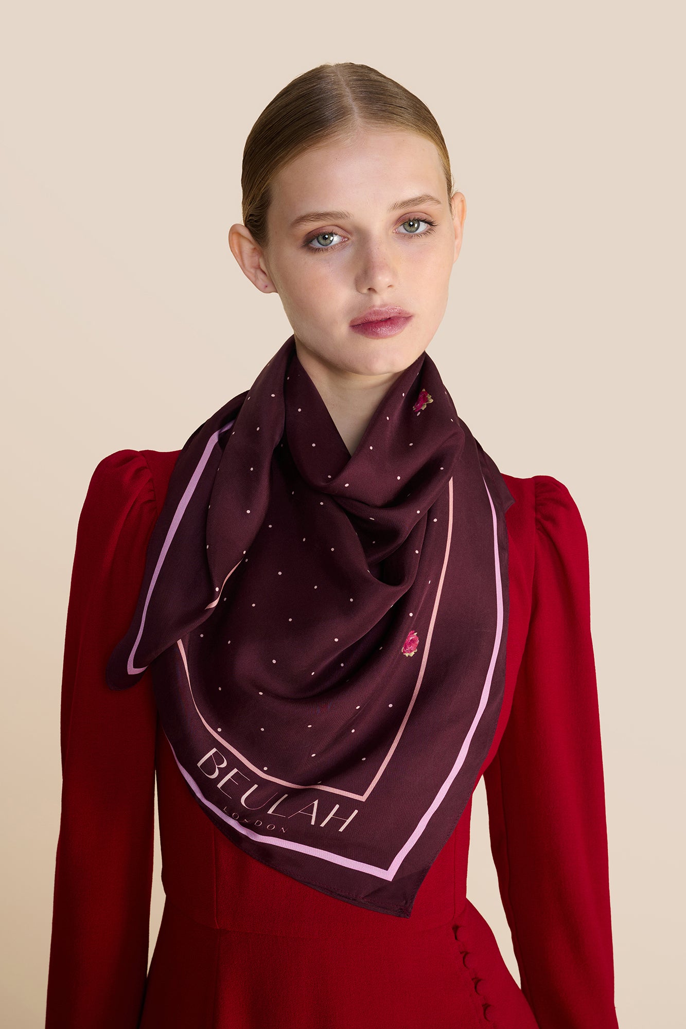 Polka Floral Plum Scarf