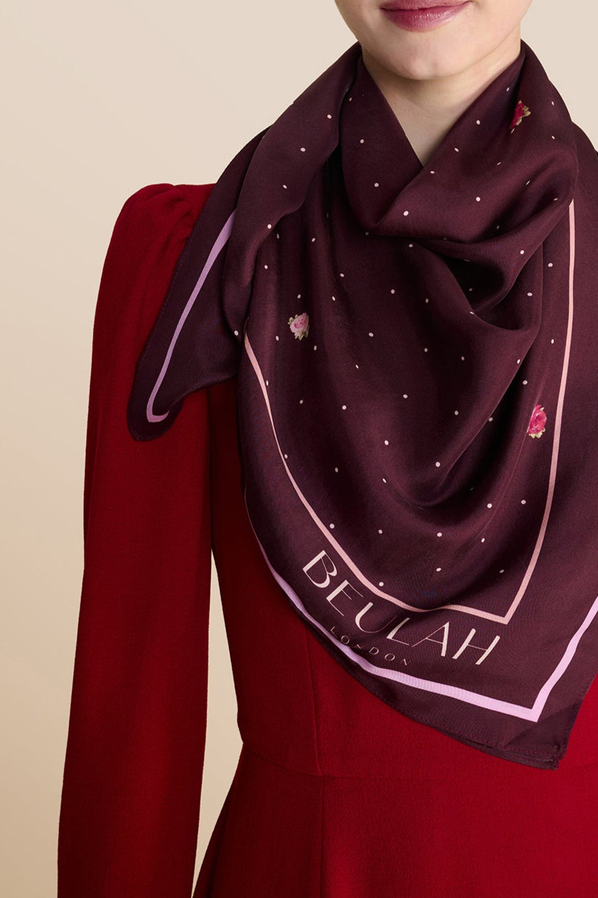 Polka Floral Plum Scarf
