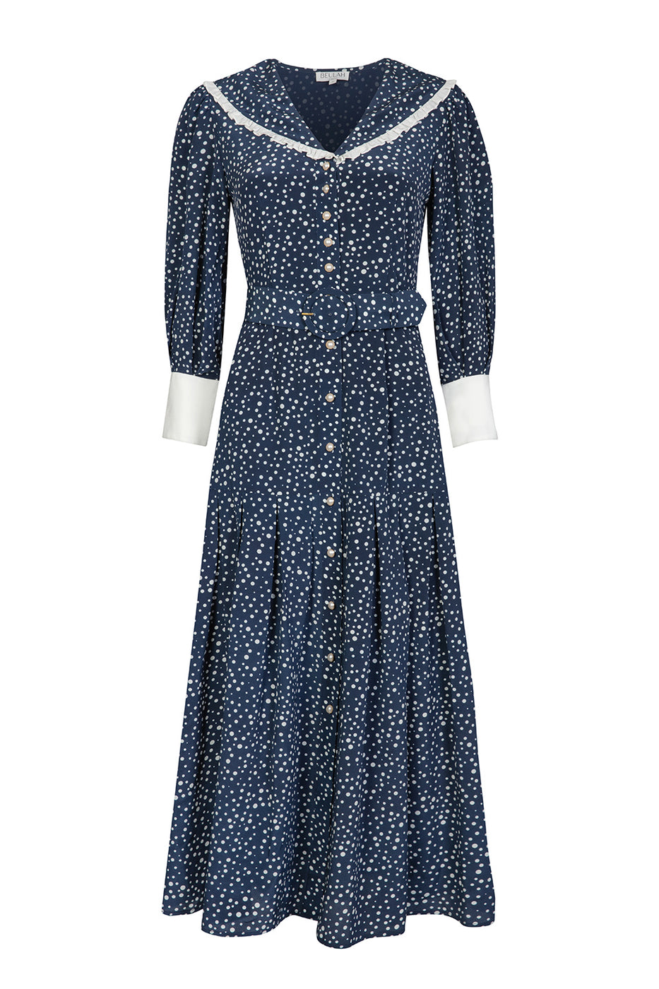 Romily Navy Polka Dress Beulah London
