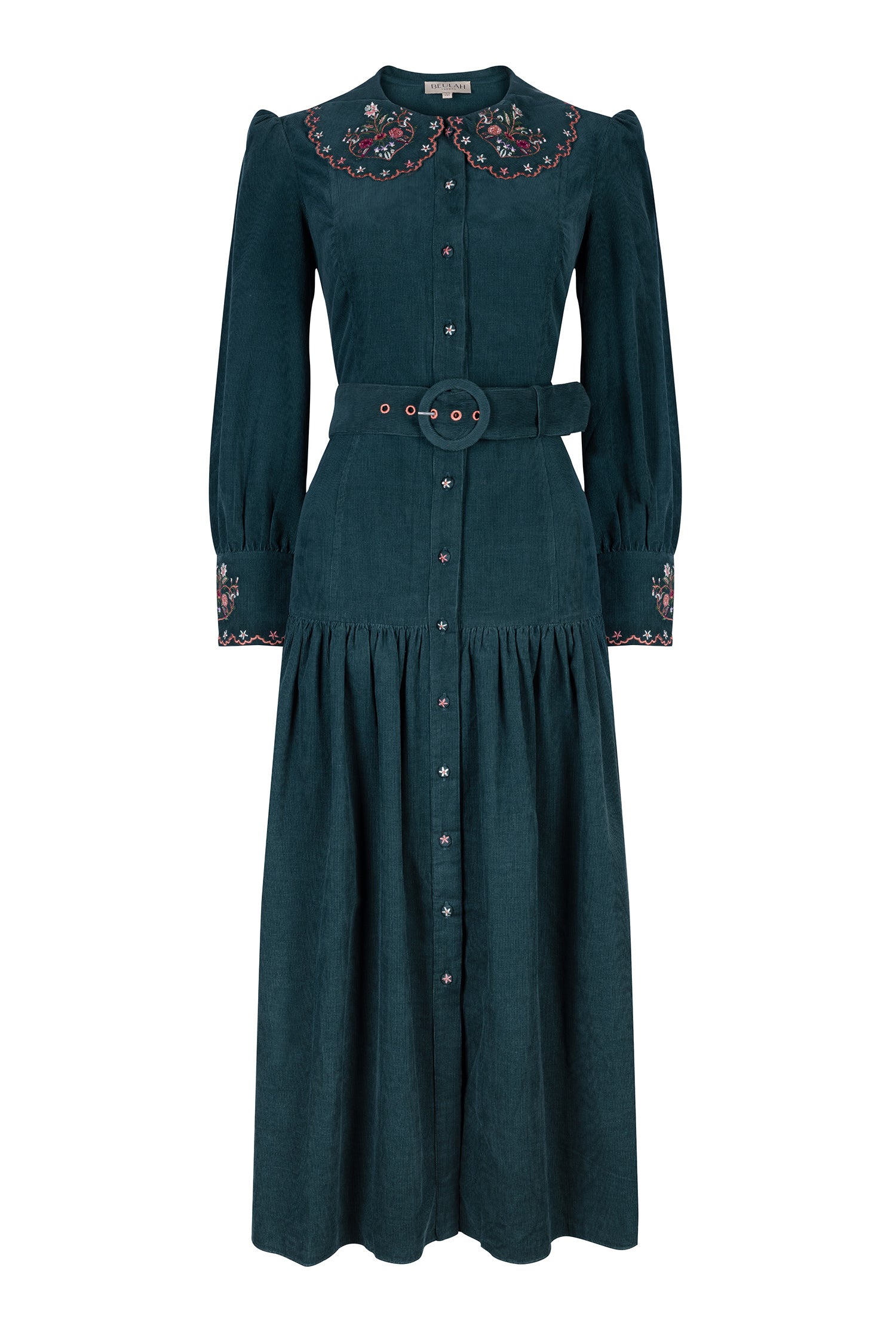 Rosie Evergreen Embroidered Dress
