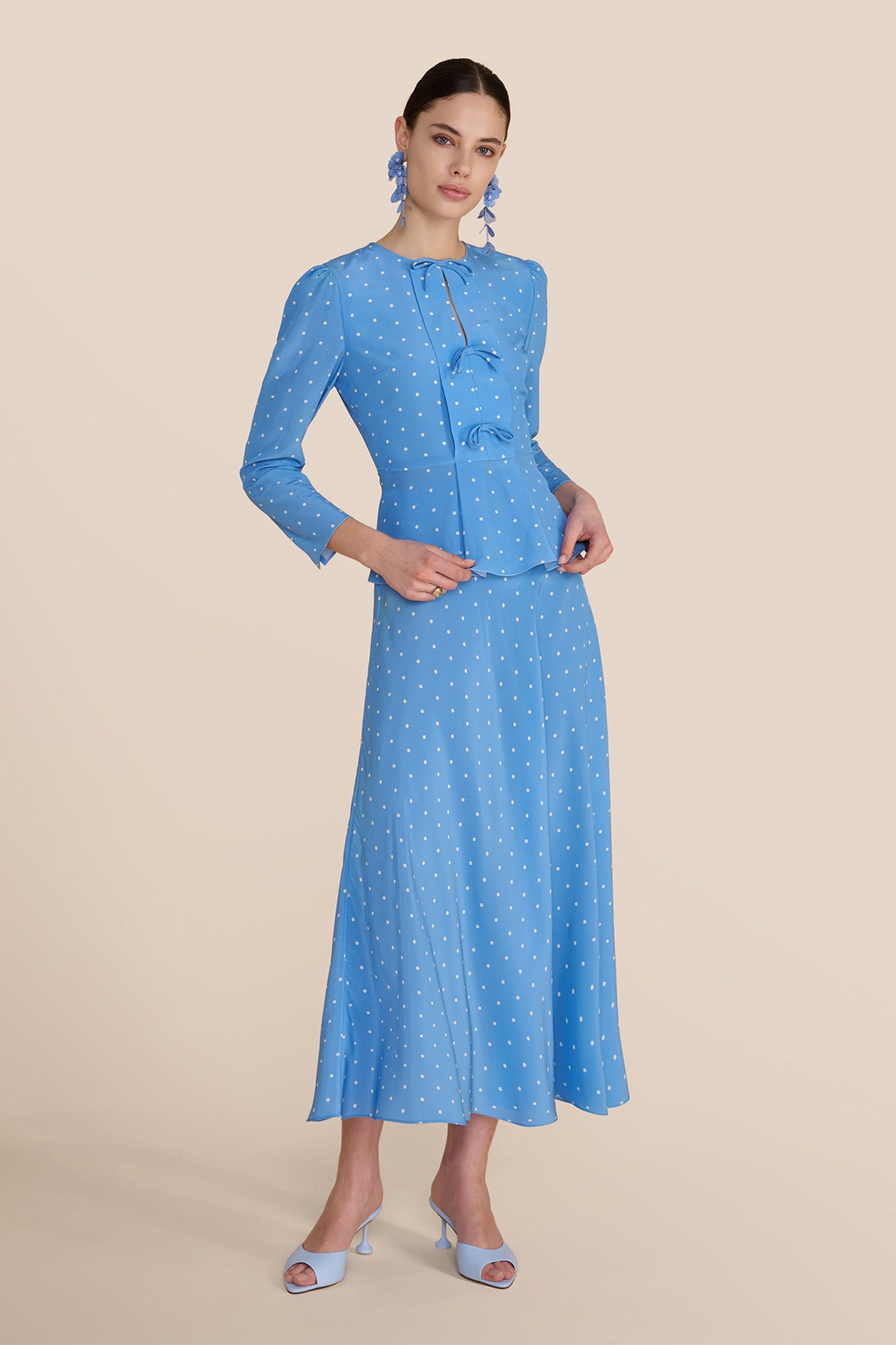 Serena Cornflower Polka Dot Blouse