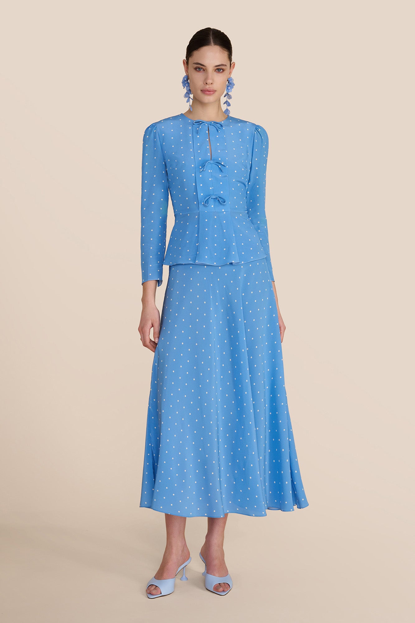 Serena Cornflower Polka Dot Blouse