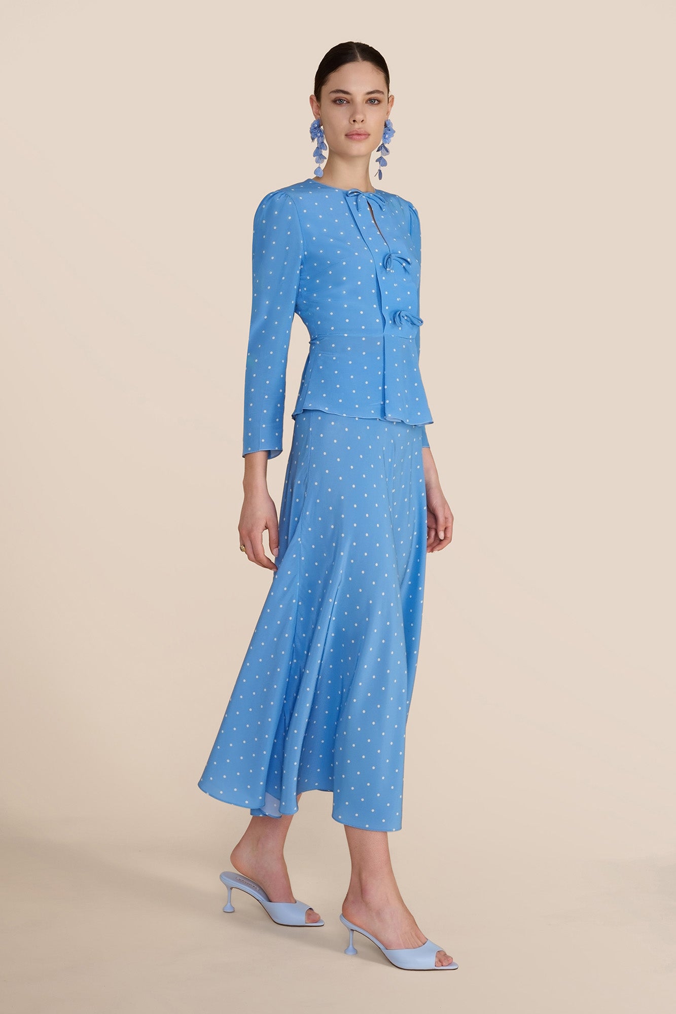 Serena Cornflower Polka Dot Blouse