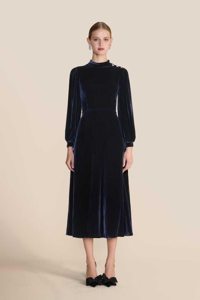 Sonia Midnight Navy Velvet Dress