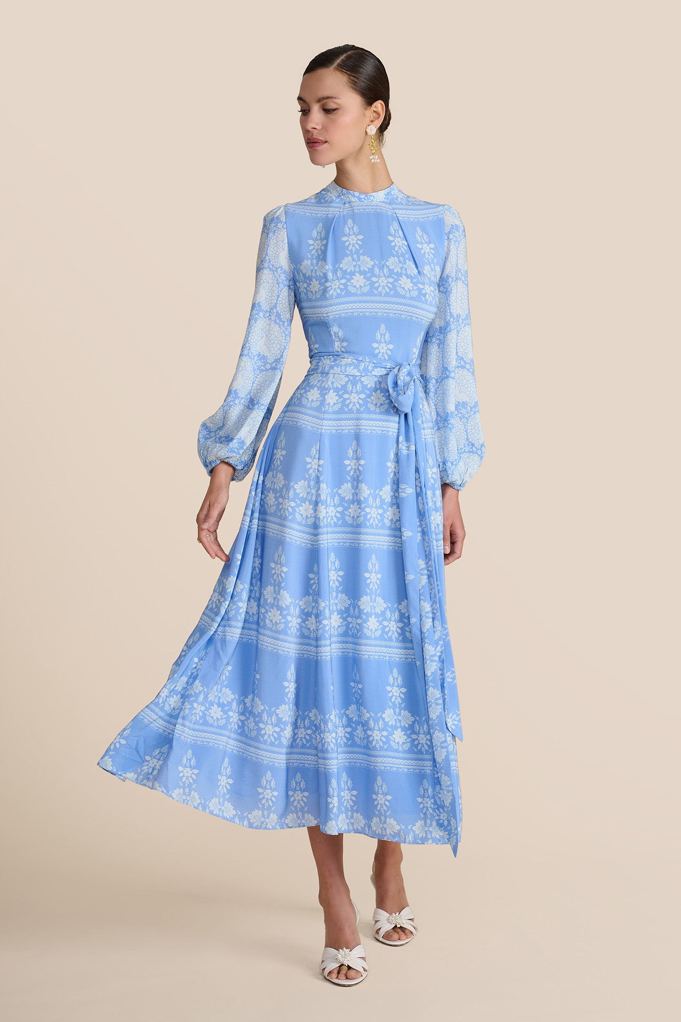 Sonia Cornflower Blouson Sleeve Dress