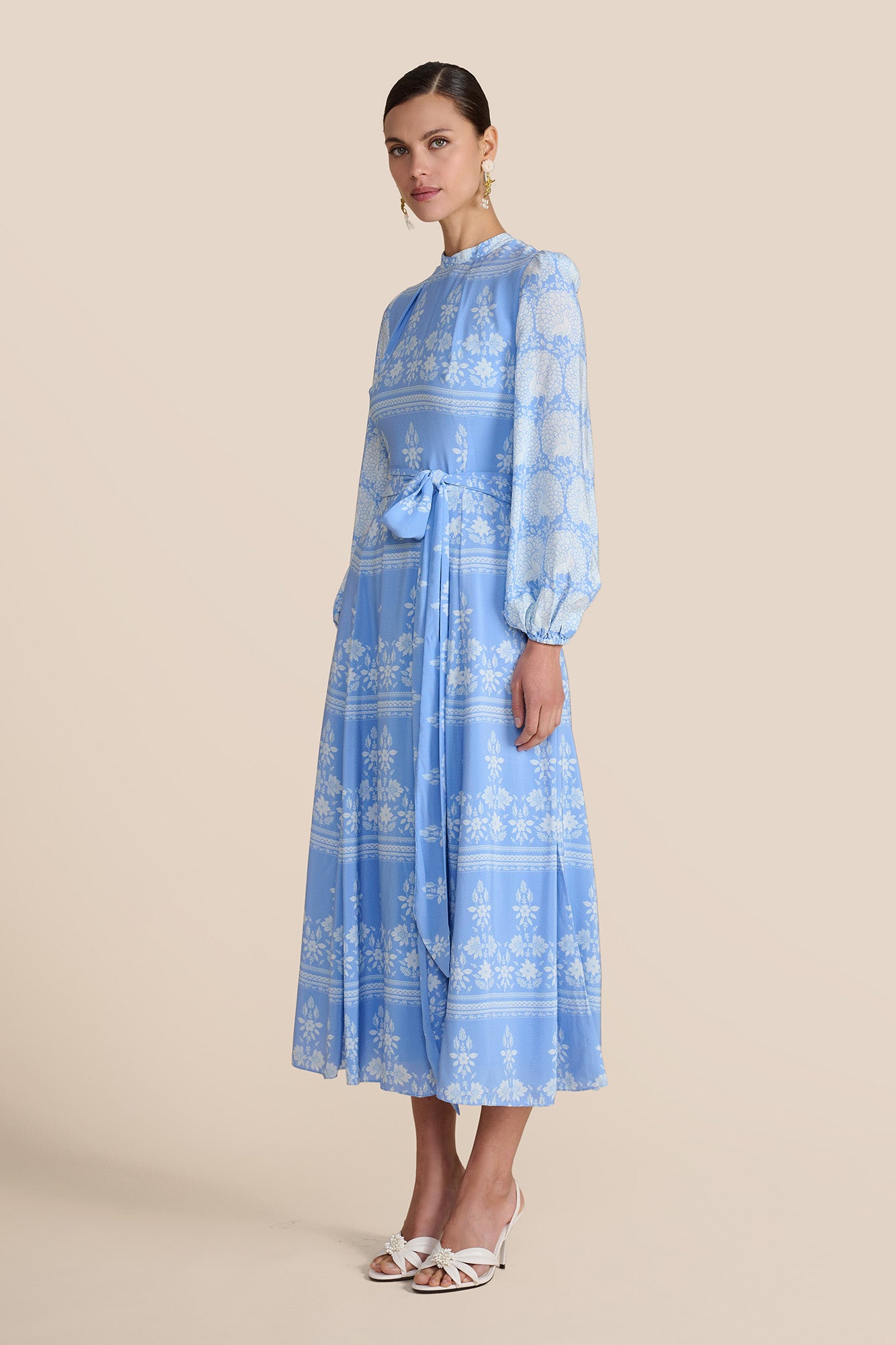 Sonia Cornflower Blouson Sleeve Dress