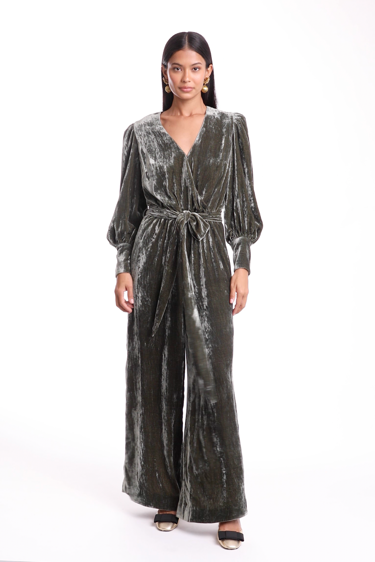 Grey velvet jumpsuit sale