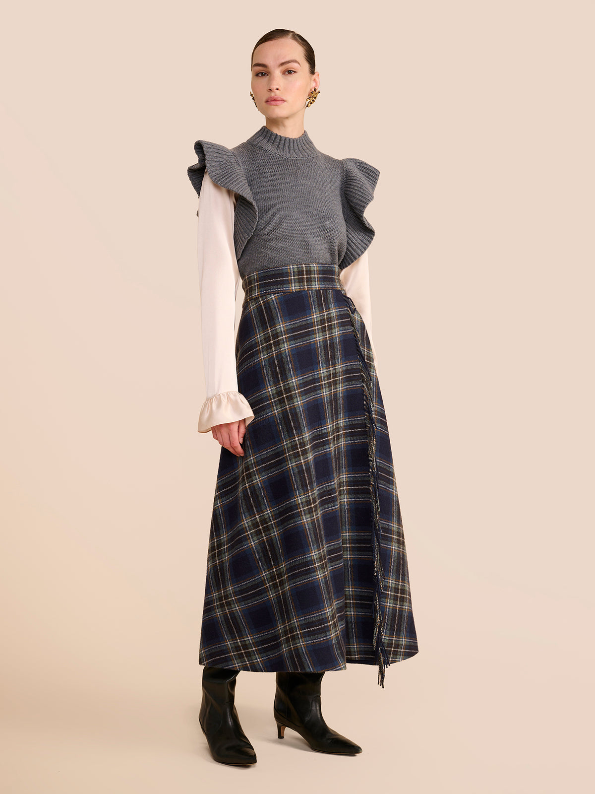 Seraphina Navy Tartan Skirt