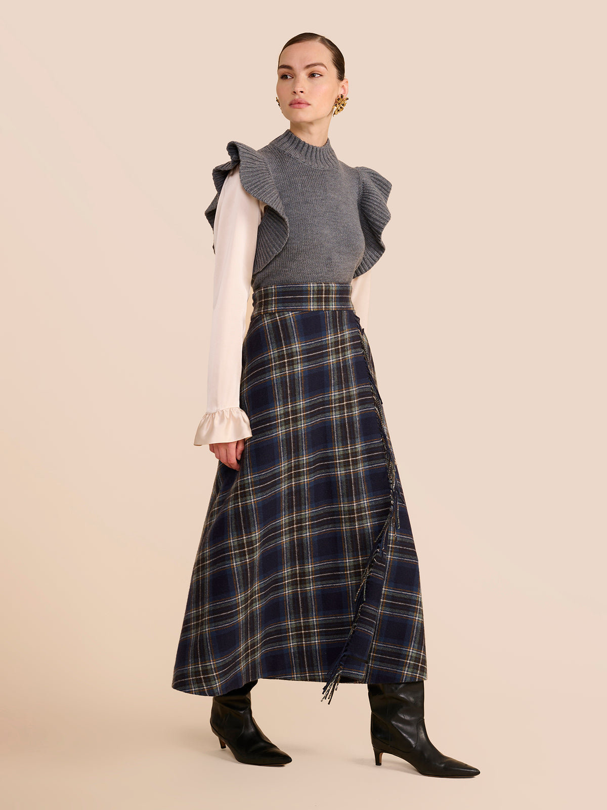 Seraphina Navy Tartan Skirt