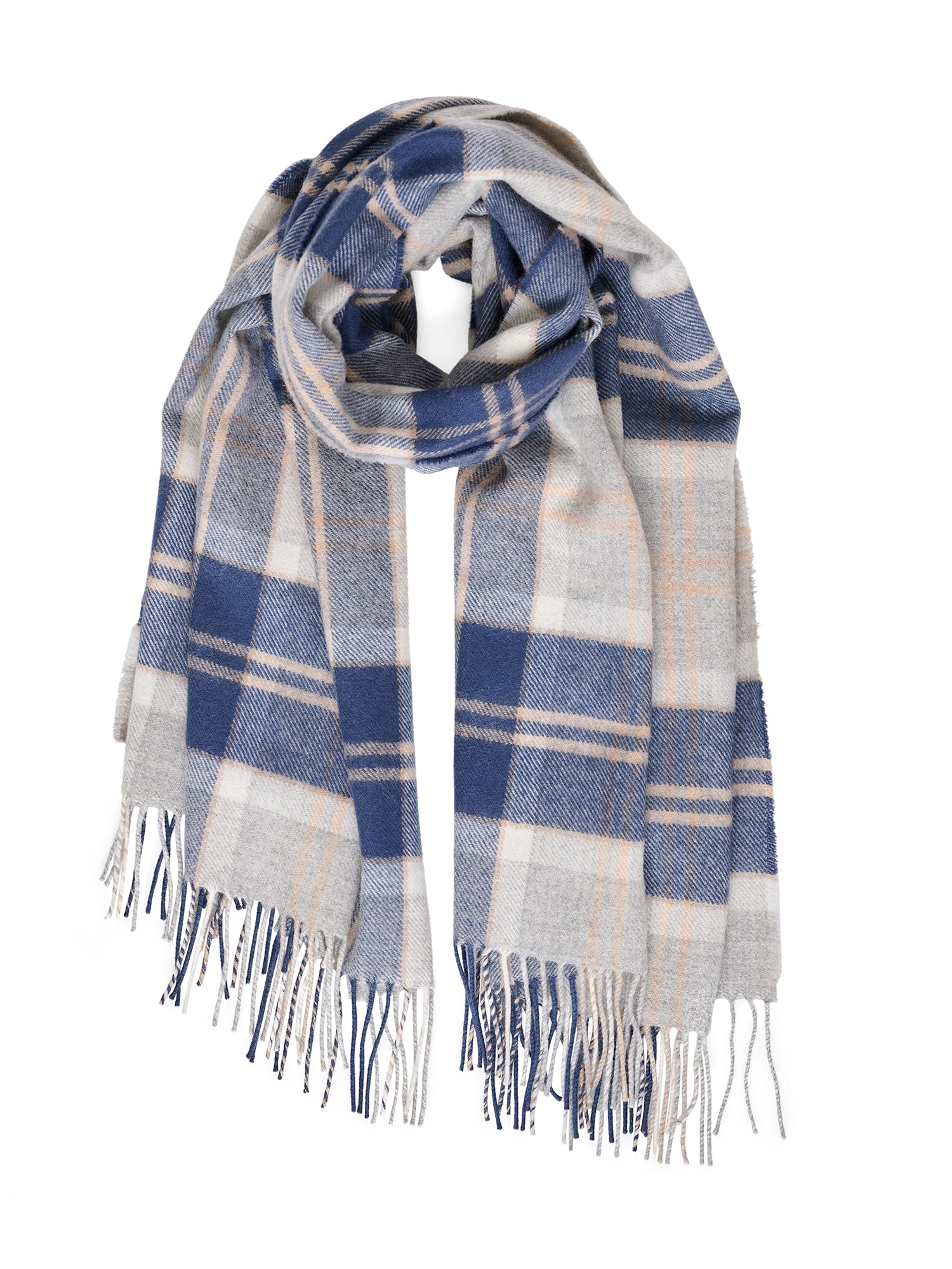 Tartan Navy & Grey Scarf