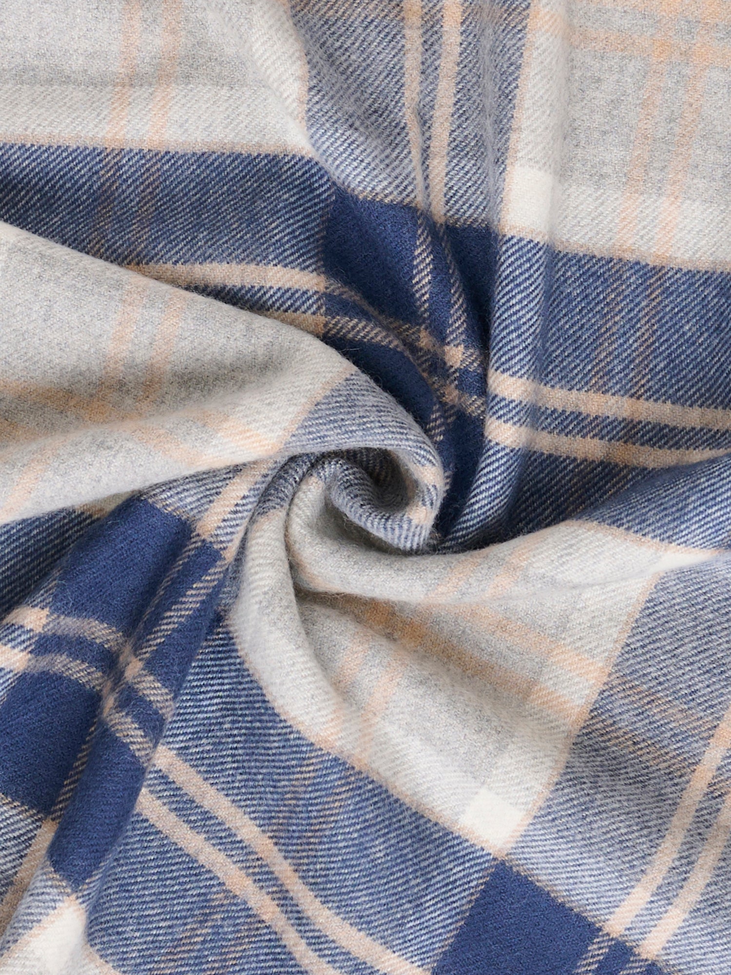 Tartan Navy & Grey Shawl