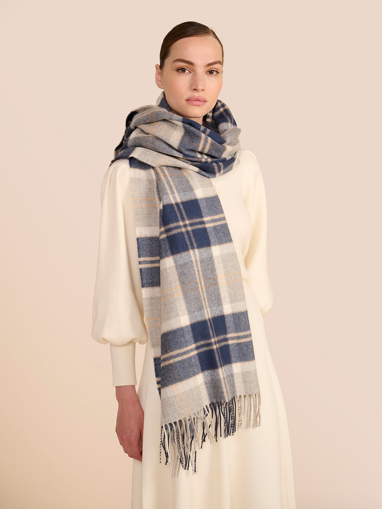 Tartan Navy & Grey Scarf