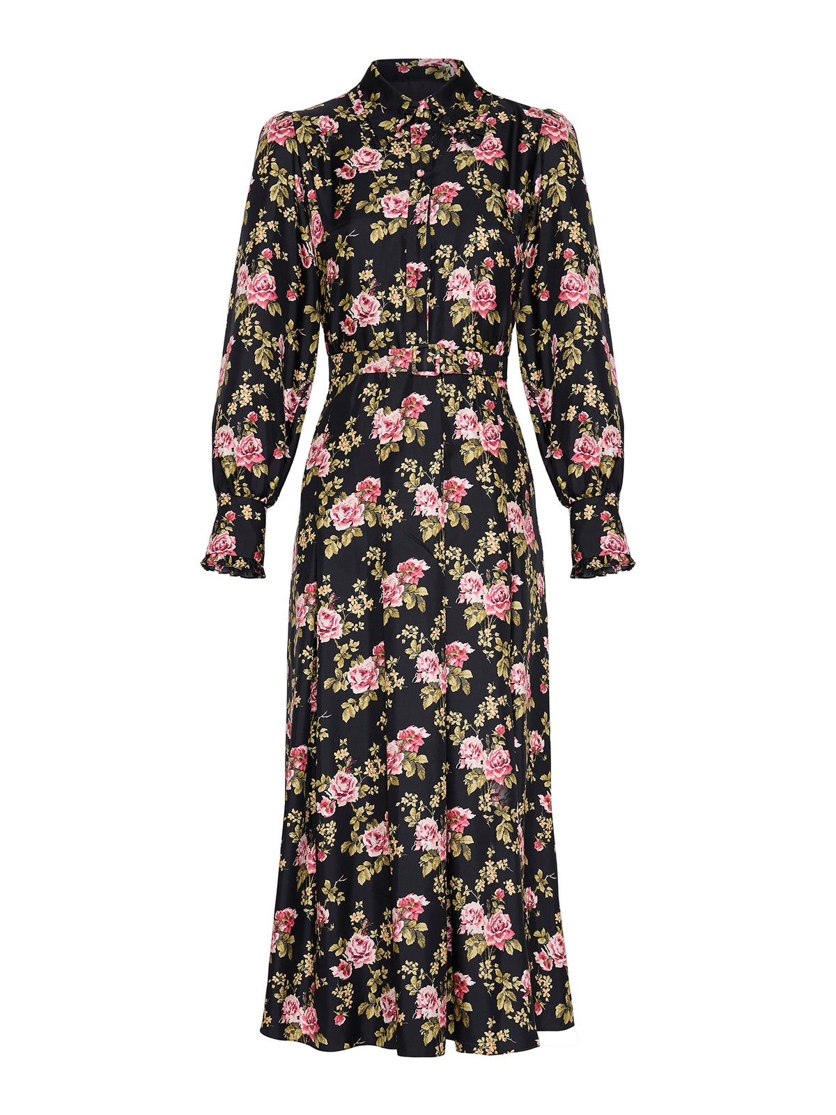 Whitney Black Trailing Rose Dress