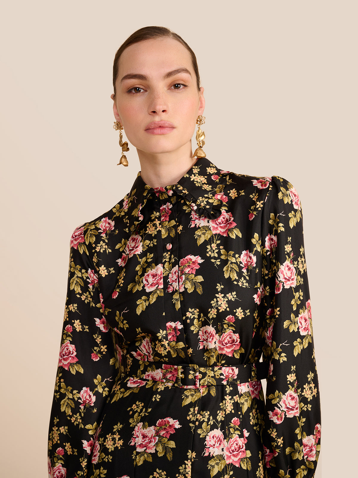 Whitney Black Trailing Rose Dress