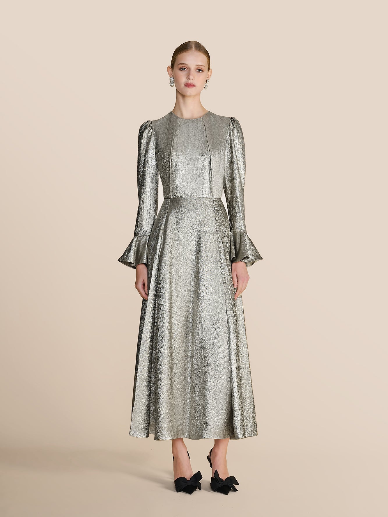 Yahvi Oyster Long Dress