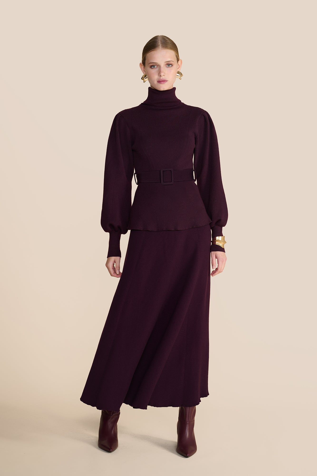 Eliza Knit Skirt Plum