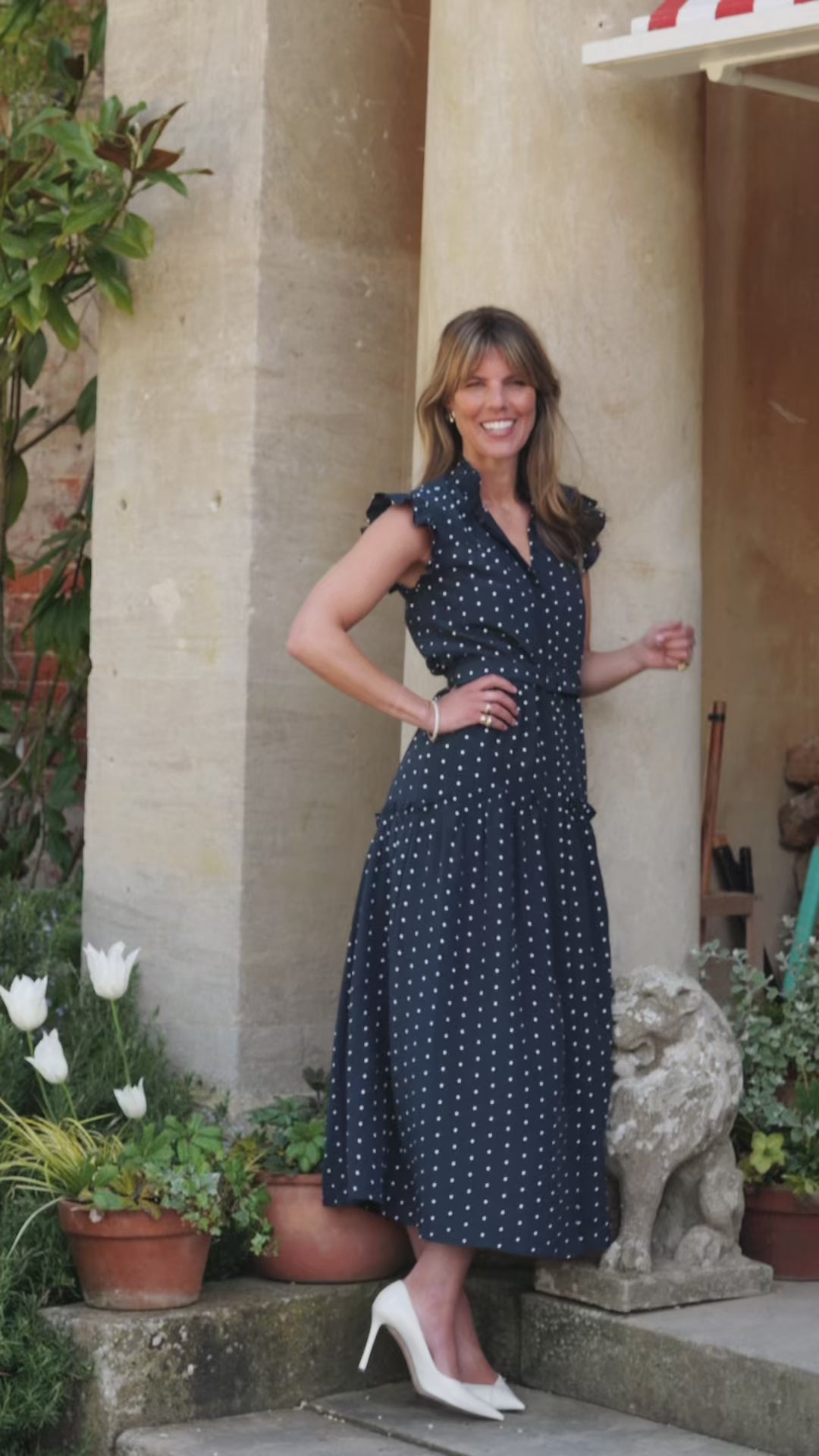 Darsha Navy Polka Dot Dress | SS26 | Beulah London