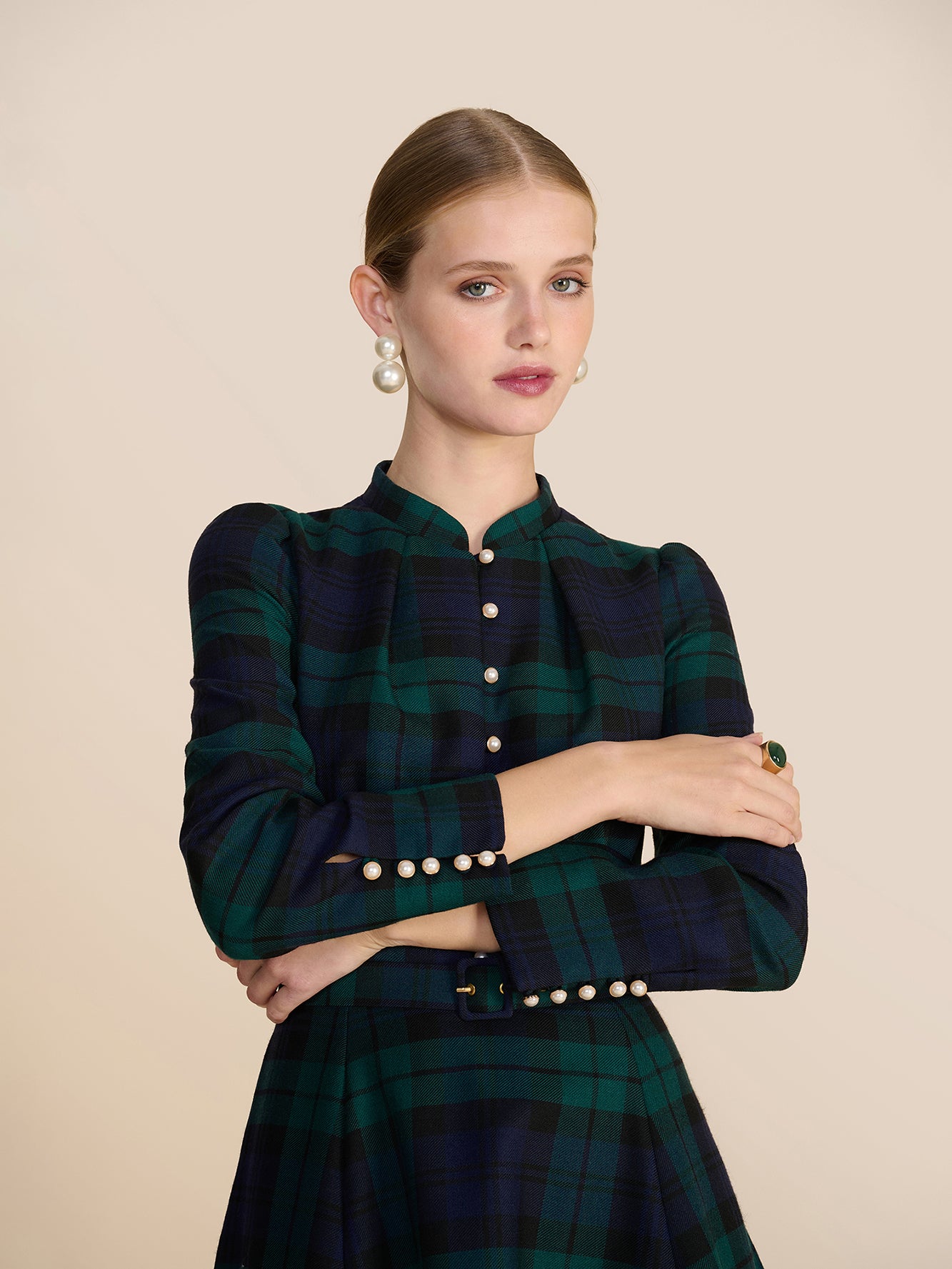 Ahana Evergreen Tartan Dress