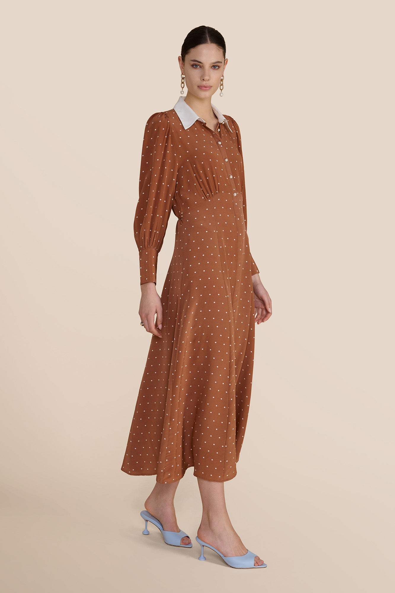 Calla Tan Polka Dot Dress