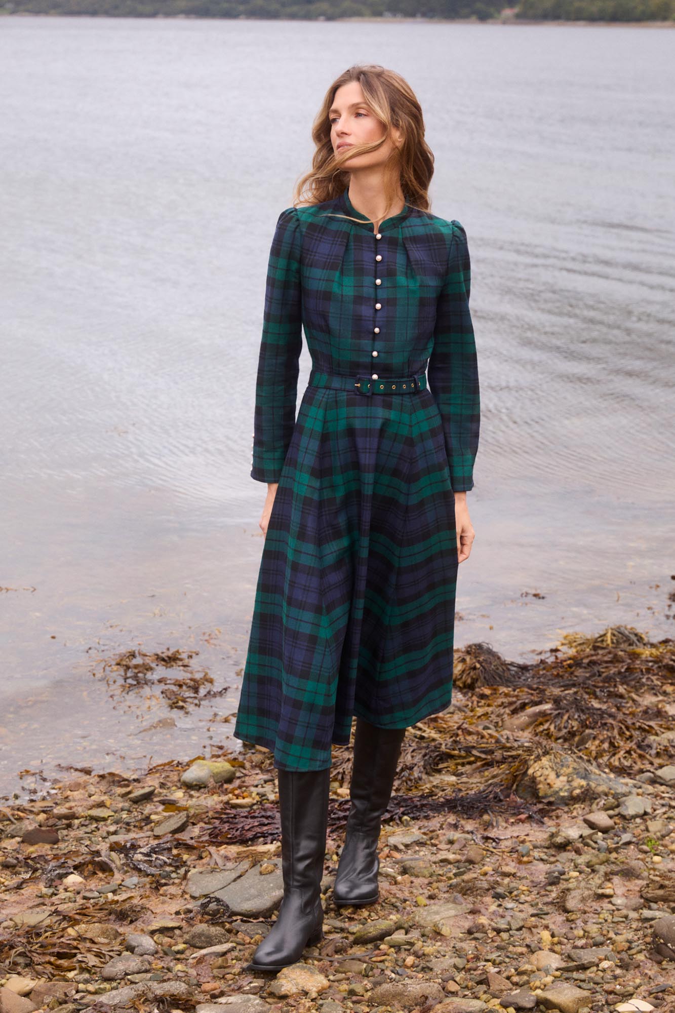 Ahana Evergreen Tartan Dress