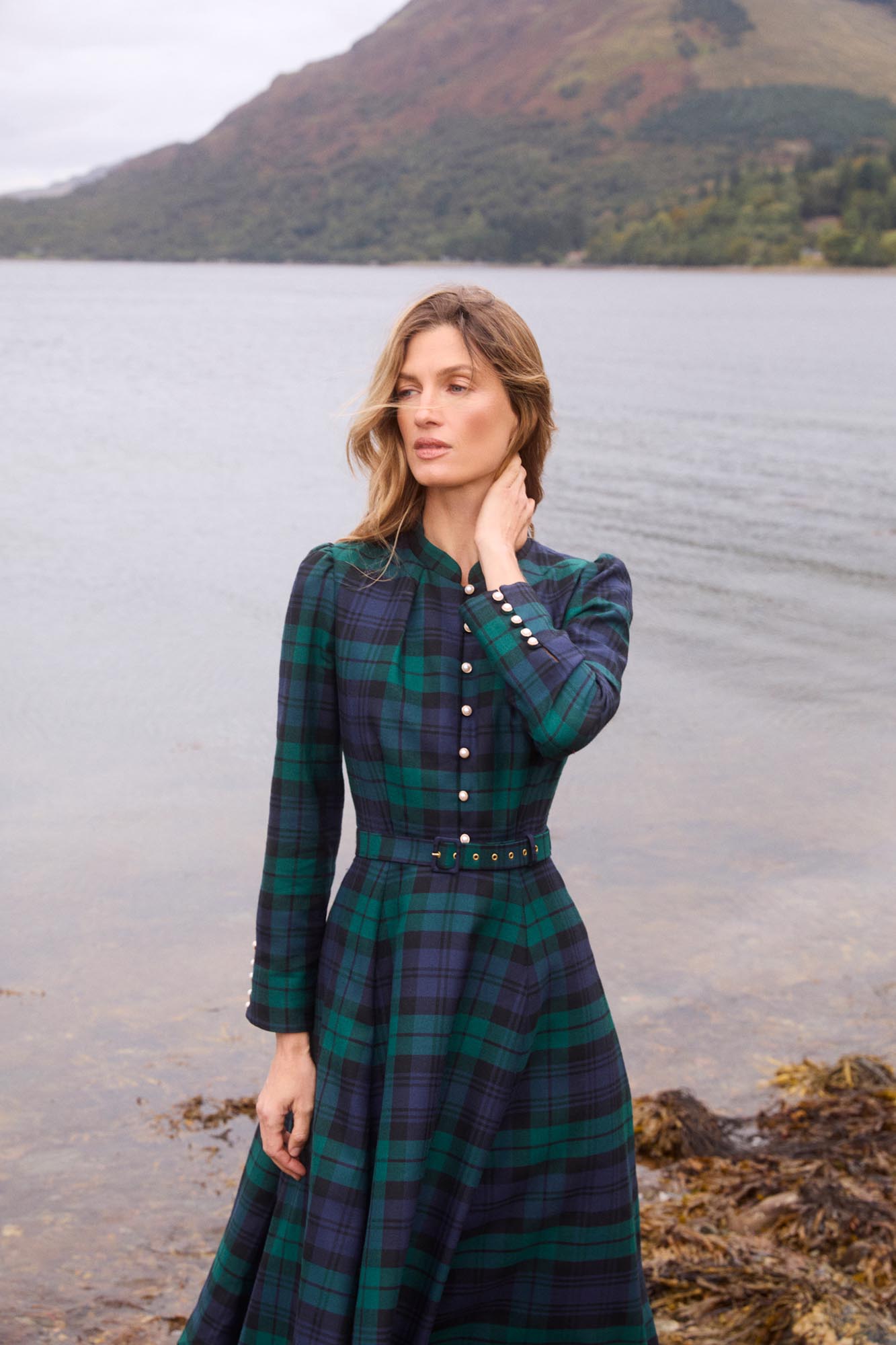 Ahana Evergreen Tartan Dress
