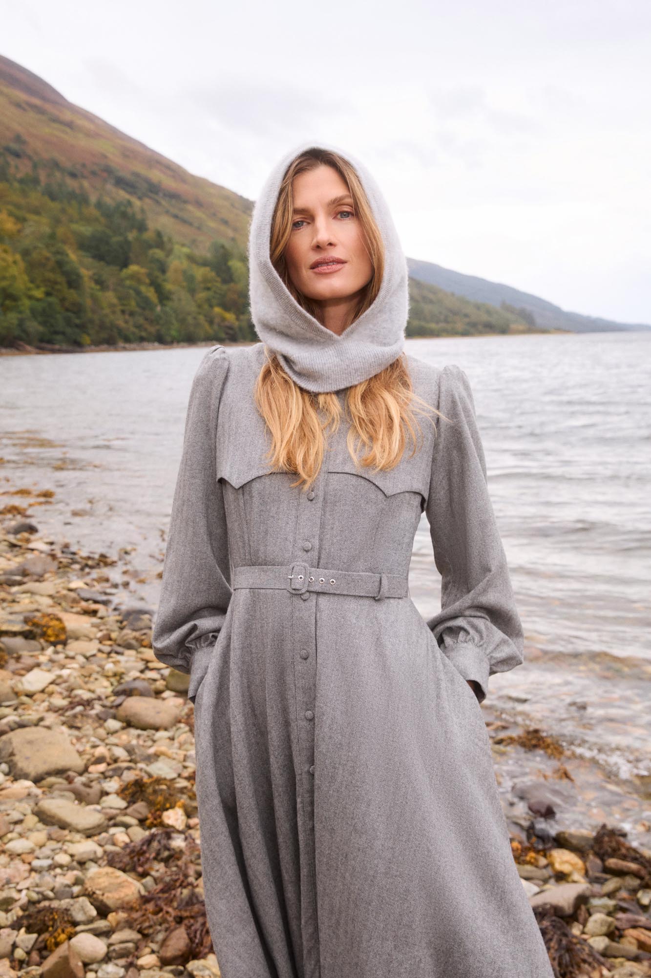 Isadora Grey Herringbone Dress