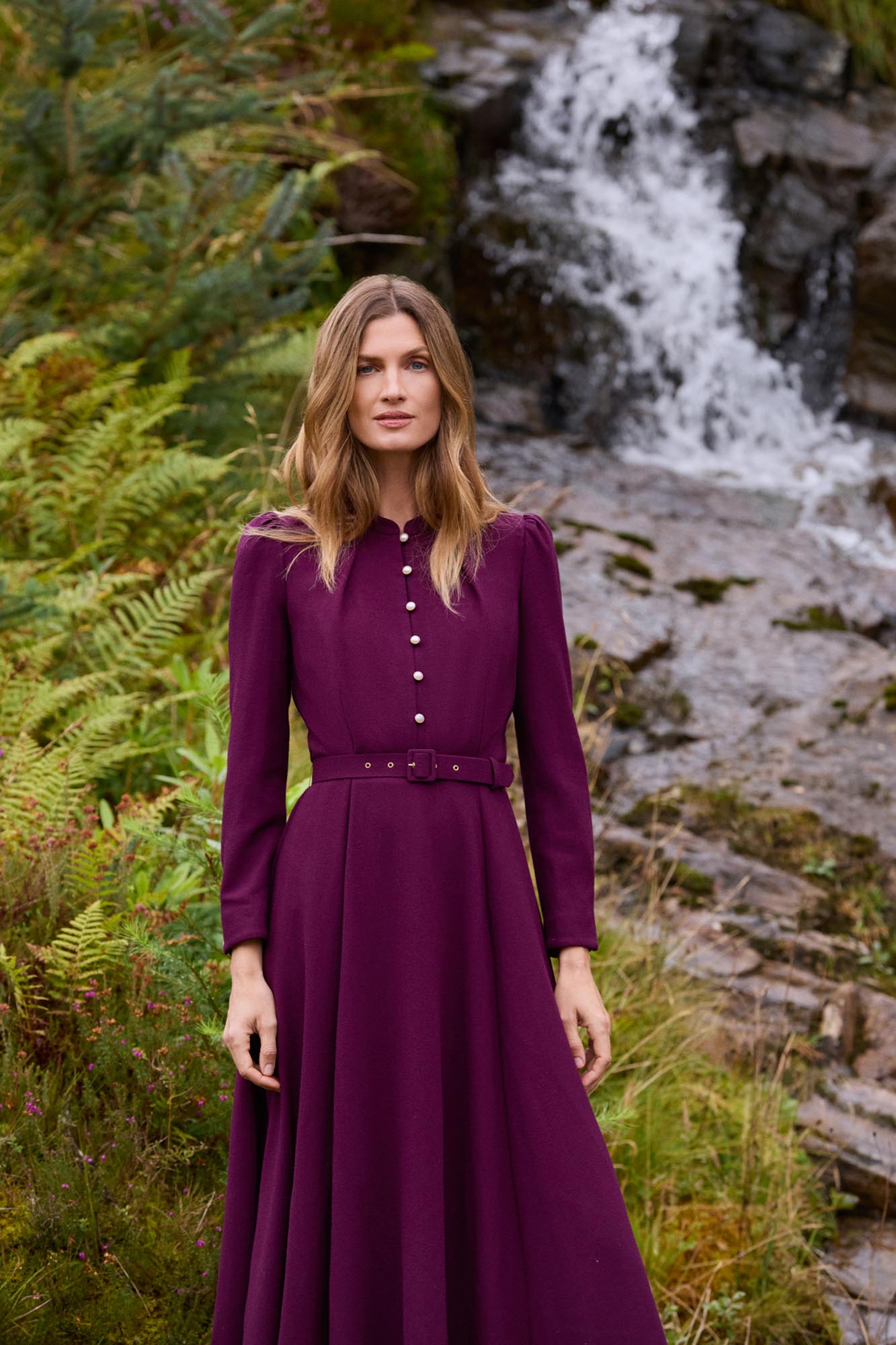 Ahana Plum Long Sleeve Dress