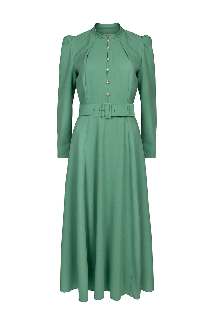 Ahana Pea Green Long Sleeve Dress
