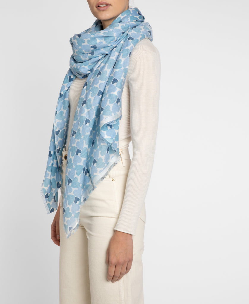 Kamala Pink Blush & Red Heart Printed Scarf – Beulah London