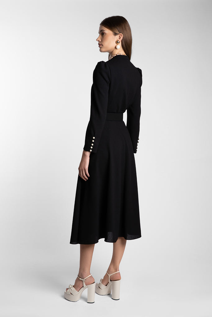 Ahana Black Long Sleeve Dress