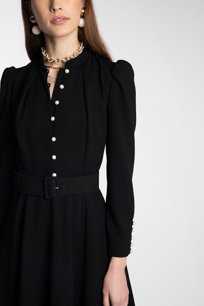 Ahana Black Long Sleeve Dress