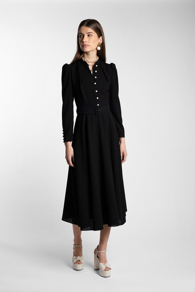 Ahana Black Long Sleeve Dress