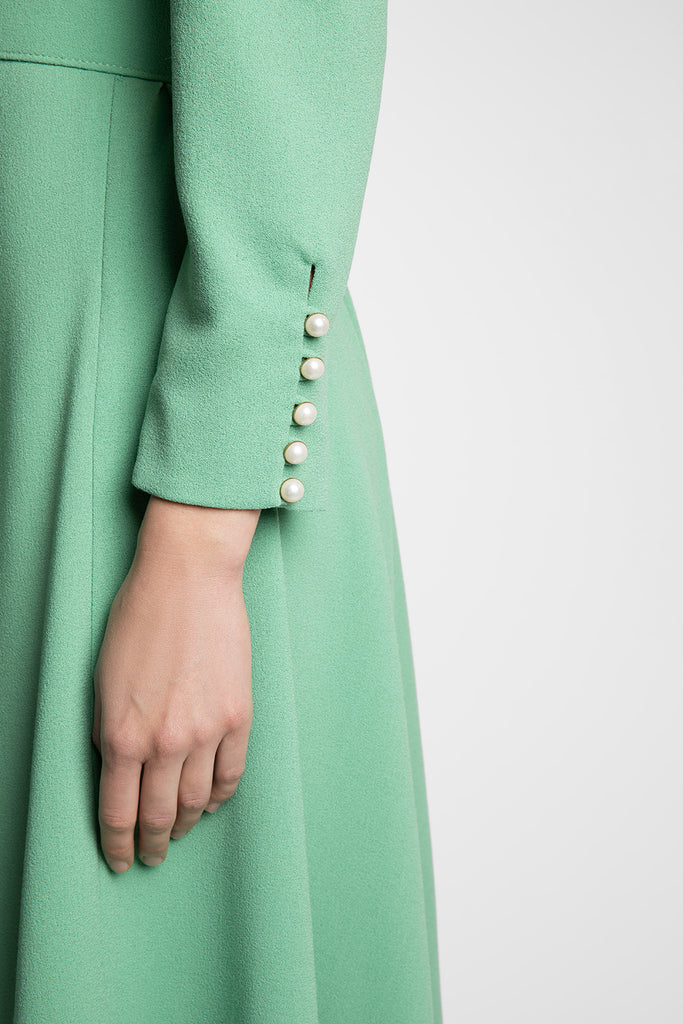 Ahana Pea Green Long Sleeve Dress